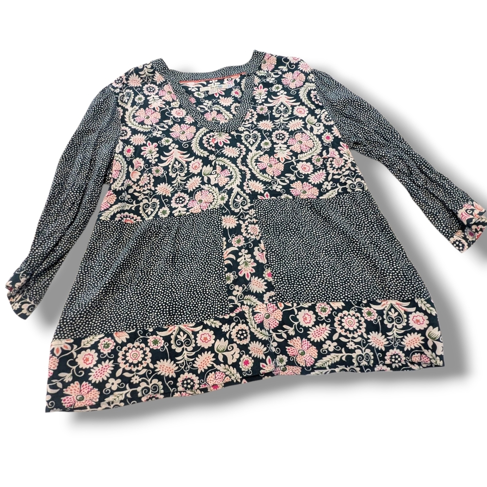 Boden Floral Patchwork Tunic with Pink Accents